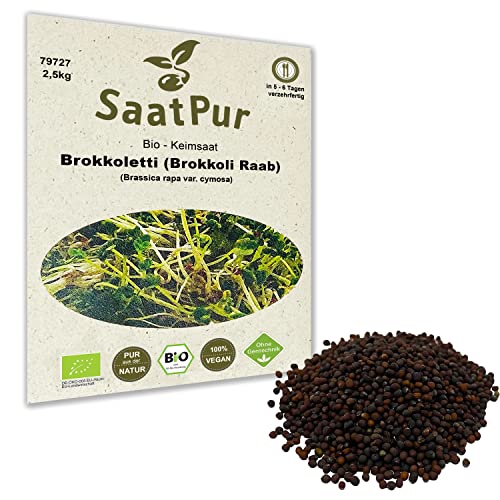 BIO Keimsprossen Brokkoli Raab Brokkoletti 2,5 kg Samen zur Sprossenzucht Sprossen Microgreen Mikrogrün von Saatzucht Bardowick