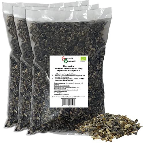 Saatzucht Bardowick Hornspäne Naturdünger 30 kg, 100% natürlicher Dünger mit 14% Stickstoff für Gemüse- und Ziergarten, Natürlicher Stickstoffdünger und Gartendünger mit Langzeitwirkung von Saatzucht Bardowick