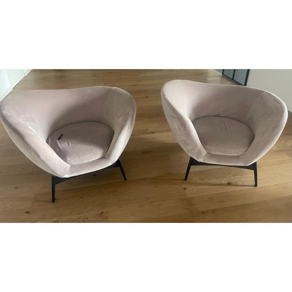 2er-Set rosa Samt Sessel Oltremane von Antonio Marras, Saba 2er-Set rosa Samt Sessel Oltremane von Antonio Marras, Saba von Saba