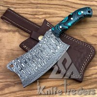 Damaskus Handgeschmiedet 13'' Chef Küche Profi Hackmesser Werkzeug Fleisch Hacken Griff Mit Lederscheide Damaskus Handgeschmiedet 13'' Chef Küche Profi Hackmesser Werkzeug Fleisch Hacken Griff Mit Lederscheide von Sabaruh