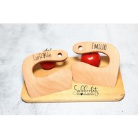 Holz-Messer Personalisiert | Montessori Kindermesser Holzmesser Messer Sicheres Kinderbesteck Kochen von Sabberlatz