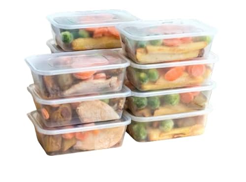 Sabco Transparente Kunststoff-Mikrowellen-Behälter mit Deckel, ideal für Imbissbuden und Restaurants, BPA-frei, gefriergeeignet und mikrowellengeeignet, 50 Stück von Sabco