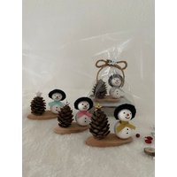 4 Stück Mini Weihnachtsdeko Mit Schneemann von SabinesMaschenpalast