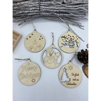 5-Teiliger Weihnachtsschmuck - Weihnachtskugeln Aus Holz Zum Aufhängen von SabinesMaschenpalast