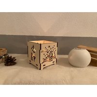 Weihnachtliches Windlicht Aus Holz - Teelichthalter von SabinesMaschenpalast