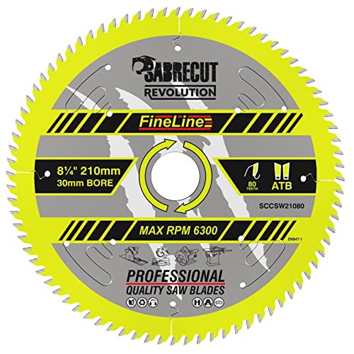 1 x SCCSW21080 SabreCut 210mm 80T x 30mm Bohrung FineLine dünne Schnittfuge für Holz Sperrholz MDF Spanplatten Quer- und Längsschnitt-Kreissägeblatt kompatibel mit Dewalt Makita und vielen anderen 1 x SCCSW21080 SabreCut 210mm 80T x 30mm Bohrung FineLine dünne Schnittfuge für Holz Sperrholz MDF Spanplatten Quer- und Längsschnitt-Kreissägeblatt kompatibel mit Dewalt Makita und vielen anderen von SabreCut