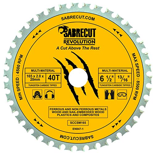 1 x SabreCut SCCSM165_40 Kreissägeblatt 165mm 40 Zähne x 20mm 16mm Bohrung Multimaterial Metall Holz Kunststoff kompatibel mit Bosch Dewalt Makita Milwaukee und vielen anderen 1 x SabreCut SCCSM165_40 Kreissägeblatt 165mm 40 Zähne x 20mm 16mm Bohrung Multimaterial Metall Holz Kunststoff kompatibel mit Bosch Dewalt Makita Milwaukee und vielen anderen von SabreCut