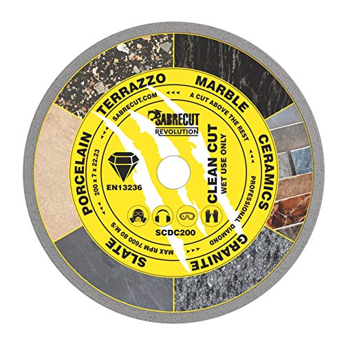 1 x SabreCut SCDC200 200mm (8 Zoll) x 7mm x 22,23mm Bohrung durchgehender Rand Diamant-Winkelschleifer Kreissägeblatt kompatibel mit Bosch Dewalt Makita Milwaukee und vielen anderen von SabreCut