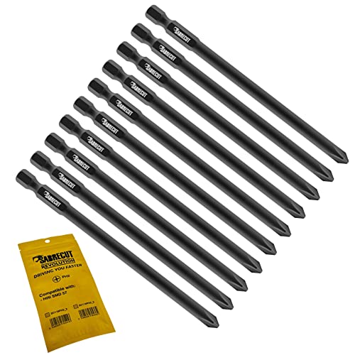 10 x SabreCut SC116PH2_10 116mm PH2 kompatibel mit Hilti SMD 57 SMD57 116/4 1/2 automatischer Vorschub sortierter Trockenbau-Schraubendreher-Pistolenbit einseitiger Kreuzschlitz Nr. 2 robust von SabreCut