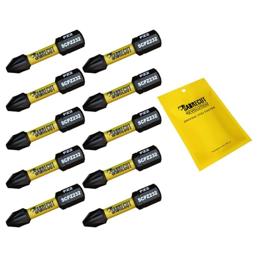 10 x SabreCut SCPZ232_10 32 mm PZ2 Magnetische Schlagschrauber-Bits Set Pozi Pozidriv Heavy Duty kompatibel mit Dewalt Milwaukee Bosch Makita und mehr von SabreCut