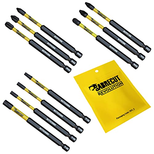 10 x SabreCut SCRK89 89mm PZ1 PZ2 PZ3 PH1 PH2 PH3 TX20 TX25 TX30 TX40 magnetische Schlagschrauber Bohrer Bits Set Pozi Pozidrive Phillips Torx Hochleistung für Dewalt Milwaukee Bosch Makita etc. von SabreCut