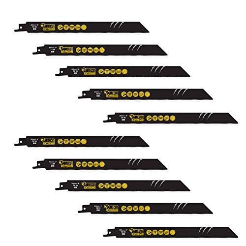 10 x SabreCut SCRS1122BF_10 225mm 14 TPI S1122BF Säbelsägeblätter für schnelles Holz- und Metallschneiden kompatibel mit Bosch Dewalt Makita und vielen anderen von SabreCut