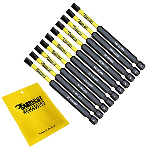 10 x SabreCut SCRSL689_10 89mm SL6 Schlitz-Magnet-Schlagschrauber-Bit-Set einseitig robust kompatibel mit Dewalt Milwaukee Bosch Makita und anderen von SabreCut