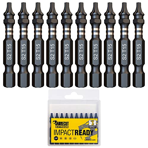 10 x SabreCut SCTX1550_10 50mm TX15 T15 Schlagschrauber Bohrerbits-Set Ein-Endig Torx Hochleistung inklusive Aufbewahrungsbox von SabreCut