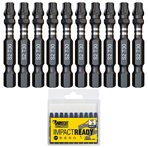 10 x SabreCut SCTX3050_10 50mm TX30 T30 Schlagschrauber Bohrerbits-Set Ein-Endig Torx Hochleistung inklusive Aufbewahrungsbox von SabreCut