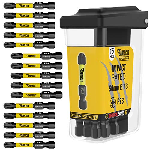 15 x SabreCut SCRPZ35015B 50mm PZ3 Magnetisches Impact Schlagschrauberbits Set in einer TIC TAC Box Ein-Endig Pozi Pozidrive Hochleistung für Dewalt Milwaukee Bosch Makita und einndere von SabreCut