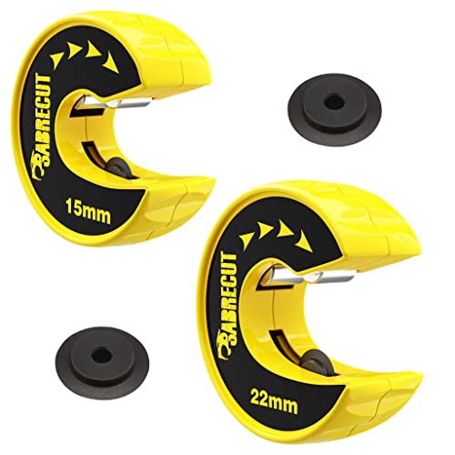 2 x SabreCut APSCK01 15mm und 22mm automatischer Rohrschneider mit Clip- und Drehfunktion kompakter Körper aus Zinklegierung mit langlebigem SKS-3-Schneidrad aus hochverchromtem Werkzeugstahl von SabreCut