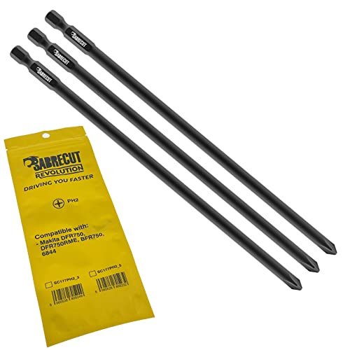 3 x SabreCut SC177PH2_3 177mm PH2 für Makita DFR750 DFR750RME BFR750 6844 P-67804 Autofeed Sortierte Gipskarton Schraubenzieher-Bit Ein-Endig Phillips No.2 Hochleistung von SabreCut