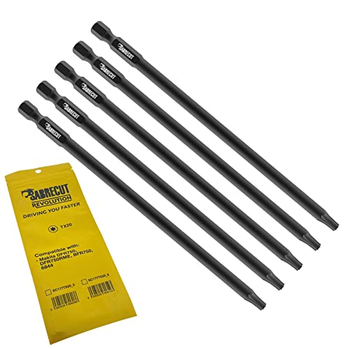 5 x SabreCut SC177TX20_5 177mm TX20 für Makita DFR750 DFR750RME BFR750 6844 Autofeed Sortierte Gipskarton Schraubenzieher-Bit Ein-Endig Torx No.20 Hochleistung von SabreCut