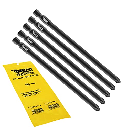 5 x SabreCut SCPH2157_5 157mm PH2 Trockenbau-Schraubendreher-Pistolenbit mit automatischem Vorschub einseitiger Kreuzschlitz Nr. 2 robust kompatibel mit Makita BFR550 6843 DFR550 von SabreCut