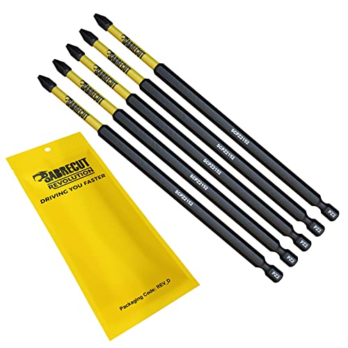 5 x SabreCut SCPZ2152_5 152mm PZ2 magnetische Schlagschrauber Bohrer Bits Set Pozi Pozidrive Hochleistung für Dewalt Milwaukee Bosch Makita und weitere von SabreCut