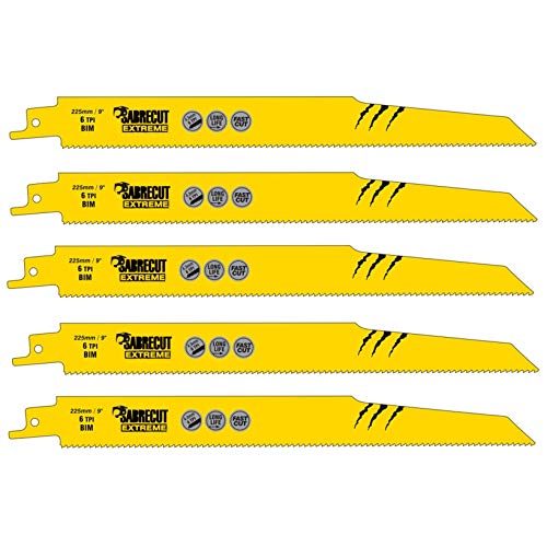 5 x SabreCut SCRS1110DF_5 225mm 6 TPI S1110DF Säbelsägeblätter für schnelles Holz- und Metallschneiden kompatibel mit Bosch Dewalt Makita und vielen anderen von SabreCut
