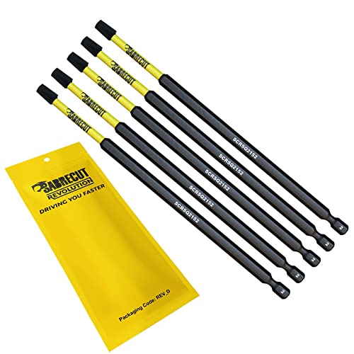 5 x SabreCut SCRSQ2152_5 152mm SQ2 Vierkant Magnetische Schlagschrauber Bohrerbits-Set Ein-Endig Hochleistung für Dewalt Milwaukee Bosch Makita und andere von SabreCut