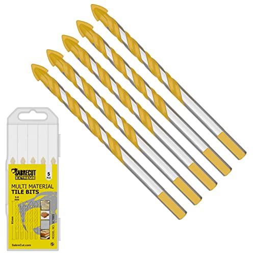 5 x SabreCut SCTBB5 5mm x 91mm Multimaterial-Fliesenbohrer-Set für Keramik Porzellan Granit Marmor mit robuster Aufbewahrungsbox von SabreCut