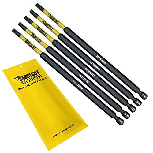 5 x SabreCut SCTX25152_5 152mm T25 TX25 magnetische Schlagschrauber Bohrer Bits Set Torx Hochleistung für Dewalt Milwaukee Bosch Makita und weitere von SabreCut