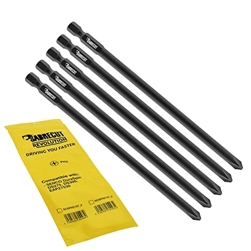 5 x SabreCut SCXPH2157_5 157mm PH2 automatischer Vorschub zusammengestellter Trockenbau-Schraubendreher-Pistolenbit einseitig Philips Nr. 2 robust kompatibel mit SENCO DuraSpin EAP27530 DS275 DS300 von SabreCut