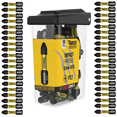 50 x SabreCut SCRPZ23250B 32mm PZ2 Magnetisches Impact Schlagschrauberbits Set Ein-Endig Pozi Pozidrive Hochleistung für Dewalt Milwaukee Bosch Makita und einndere von SabreCut