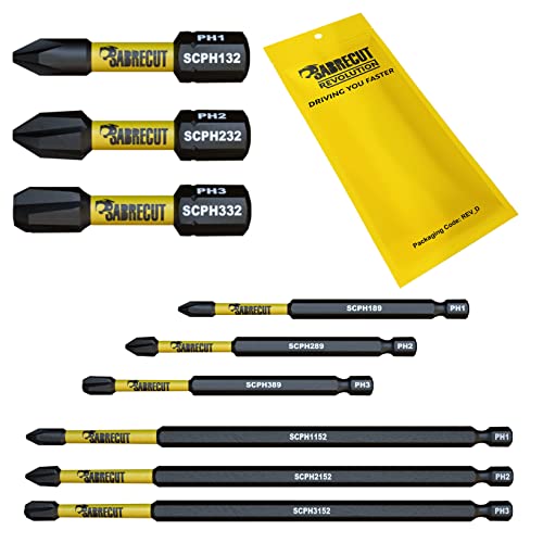 9 x SabreCut SCRK9PH 32mm 89mm 152mm PH1 PH2 PH3 Magnetische Schlagschrauber Bohrerbits-Set Phillips Hochleistung für Dewalt Milwaukee Bosch Makita und weitere 9 x SabreCut SCRK9PH 32mm 89mm 152mm PH1 PH2 PH3 Magnetische Schlagschrauber Bohrerbits-Set Phillips Hochleistung für Dewalt Milwaukee Bosch Makita und weitere von SabreCut