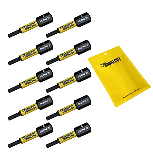 SabreCut SCRH232_10 32 mm H2 Sechskant-Schraubendreher-Bits-Set, einseitig, robust, kompatibel mit Dewalt Milwaukee Bosch Makita und anderen von SabreCut