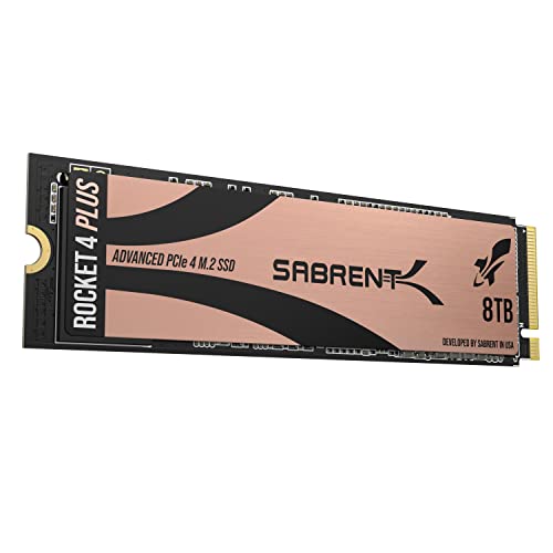 SABRENT M.2 NVMe SSD 8TB Gen 4, Internes Solid State 7100 MB/s Lesen, PCIe 4.0 Festplatte für Gamer, kompatibel mit PS5 Konsole, PCs, Laptops und Desktops (SB-RKT4P-8TB) von SABRENT