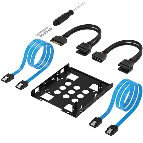 Sabrent 2,5” zu 3,5” HDD SSD Einbaurahmen, Festplatten Montage Kit Adapter [inklusive 2X SATA Datenkabel und 2X Stromkabel] (BK-HDCC) von SABRENT