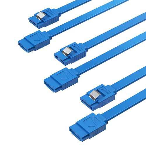 SABRENT SATA III Kabel (3 Stück), HDD SDD Datenkabel 6Gbps 51cm, mit Metall Clip Verriegelungsriegel (CB-SFB3) von SABRENT