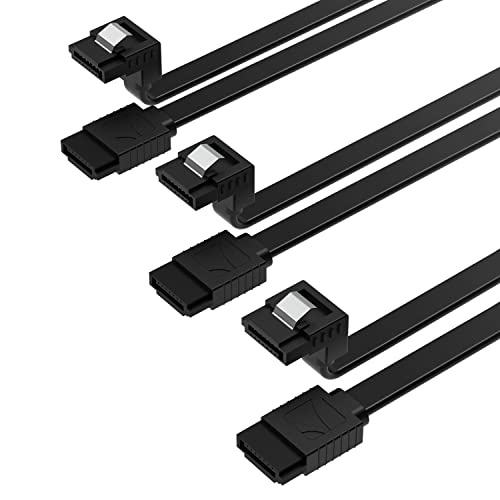 SABRENT SATA III Kabel (3 Stück), HDD SDD L-Type Stecker Datenkabel 6Gbps 51cm, mit Metall Clip Verriegelungsriegel (CB-SRK3) von SABRENT