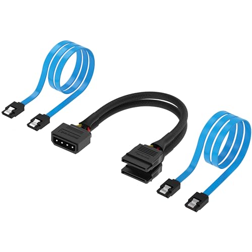Sabrent SSD/SATA-Festplattenanschlusskit [Molex 4 Pin zu x2 15 Pin SATA-Stromverteilerkabel und x2-SATA-Kabel (Daten)] (CB-SDSP) von Sabrent