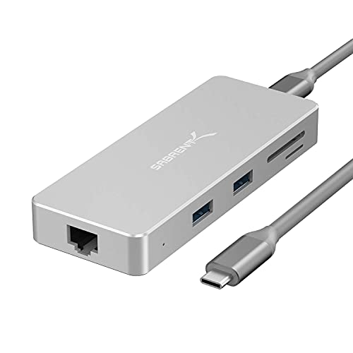 USB C Docking Station Adapter 3.2 Hub, USB Verteiler mehrfach Verlängerung mit 4K HDMI, Ethernet RJ45, USB typ C PD 60W, 2 USB 3.2 Ports + 2.0, SD/Micro SD Kartenleser, für PS5, PC, MacBook (HB-UHPN) von Sabrent
