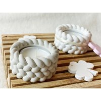 Teelichthalter Strick Seiloptik | Kerzenleuchter Für Teelicht Knotenoptik Geflochten Buntes Süßes von SabrinasCreativeArt