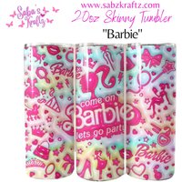 Barbie Tumbler- Coffee Mug - Tumbler Hot & Cold Glass Can -Coffee Cup- I Am A Barbie Girl With Slide Lid Straw von SabzKraftz