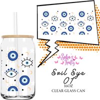 Evil Eye Cold Coffee Glasdose Mit Strohhalm Und Bambusdeckel. Kalte Kaffeeglastasse, Bierglasbecher, Tasse, Kaffeeliebhabertasse, Böser Blick, Nazar von SabzKraftz