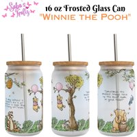 Winnie The Pooh - Kaffeetasse Bierglastasse Kaffeeglasdose -Kaffeetasse Milchglasdose Mit Strohhalm Und Bambusdeckel von SabzKraftz