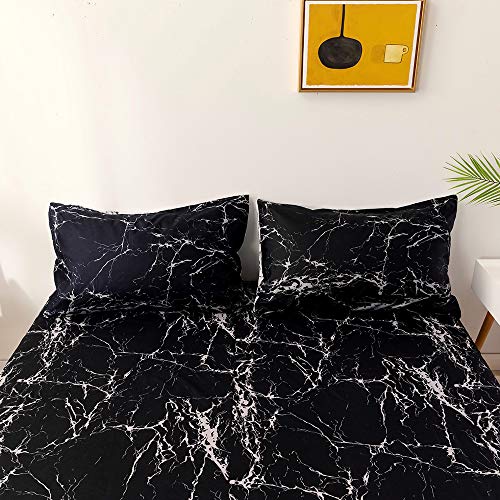 Sacebeleu 2er Set Kissenbezug 40x80cm Schwarz und Weiß Marmor Kopfkissenbezug Set aus Microfaser mit Reißverschluss Sacebeleu 2er Set Kissenbezug 40x80cm Schwarz und Weiß Marmor Kopfkissenbezug Set aus Microfaser mit Reißverschluss von Sacebeleu