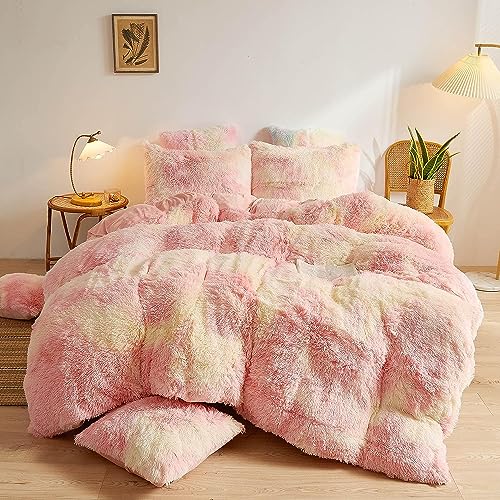 Sacebeleu Kissenbezug 40x80cm 2er Set Plüsch Biber Flanell Flauschig Zierkissenbezug Kissenhülle Doppelpack Rosa Gelb Winter Kopfkissenbezug von Sacebeleu