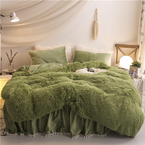 Sacebeleu Kissenbezug 80x80cm 2er Set Plüsch Biber Flanell Flauschig Zierkissenbezug Kissenhülle Doppelpack Avocado Grün Winter Kopfkissenbezug von Sacebeleu