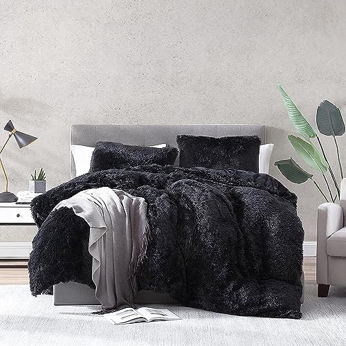 Sacebeleu Kissenbezug 80x80cm 2er Set Plüsch Biber Flanell Flauschig Zierkissenbezug Kissenhülle Doppelpack Schwarz Winter Kopfkissenbezug von Sacebeleu