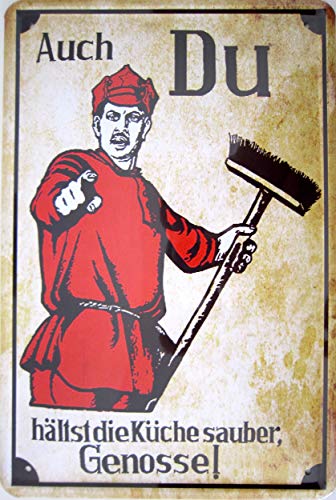 Auch du hälst die Küche sauber Genosse Blechschild 20x30 cm Schild Sign Blechschilder Funschild Lenin Stalin Diktator von Sachen aus Blech