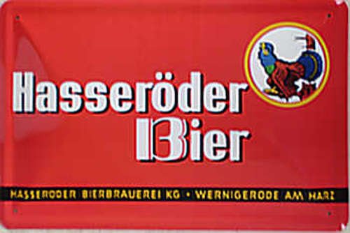 Hasseröder Bier Blechschild 20x30 cm Wernigerode rot quer Auerhahn von Sachen aus Blech