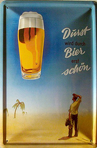Sachen aus Blech Durst Wird durch Bier erst schön, 20 x 30 cm Blechschild, Blech, Mehrfarbig, 20x30 cm von Sachen aus Blech